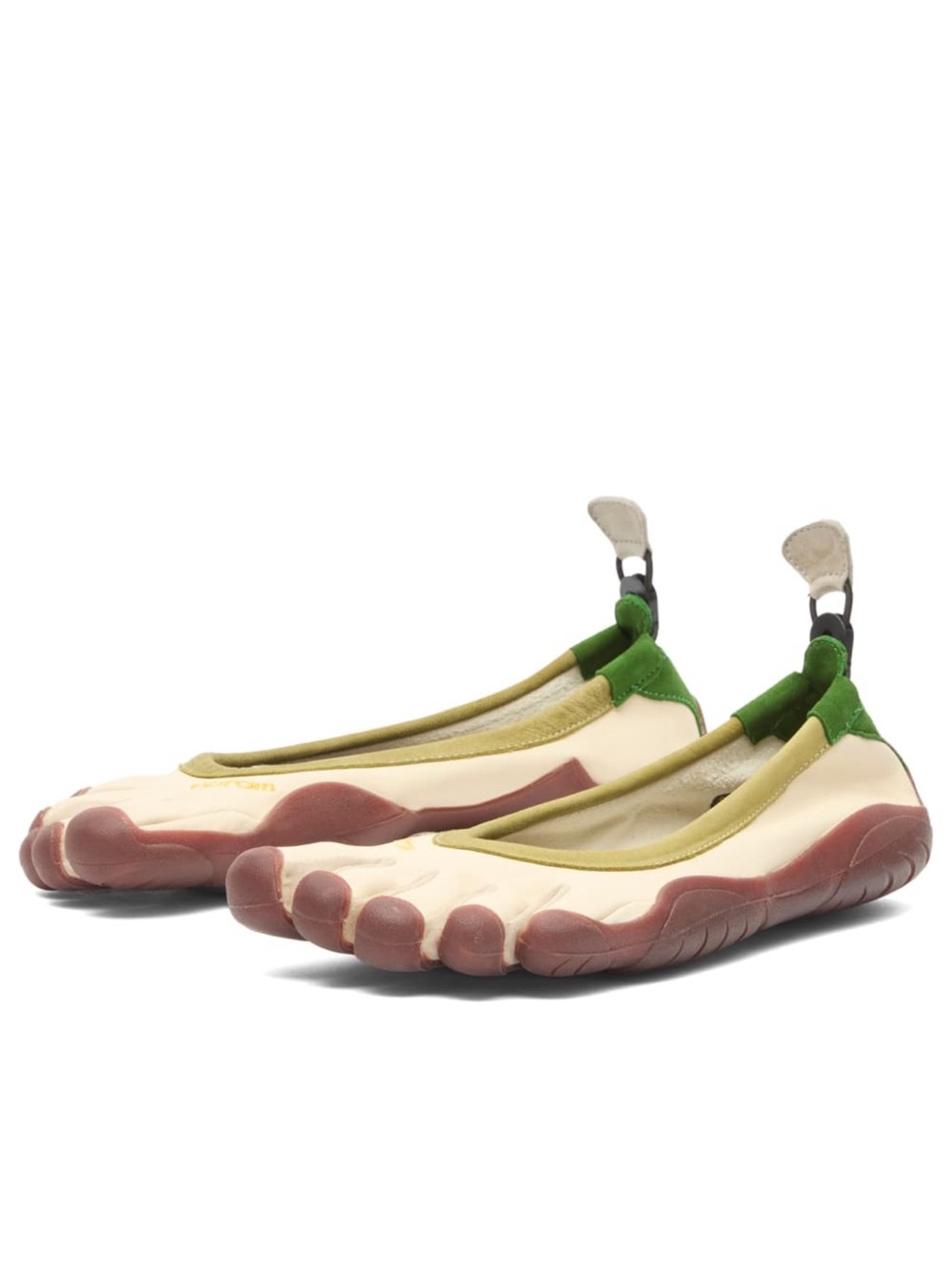 Vibram Women’s Cream, Green and Brown Five-Toe Minimal Sneakers